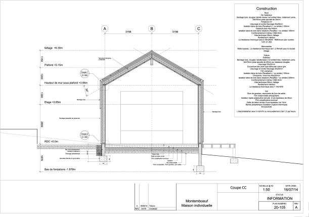 Cross-section showing foundations (ground floor build up)