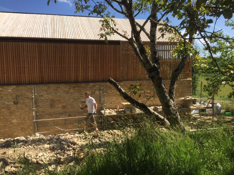 The wall and timber cladding